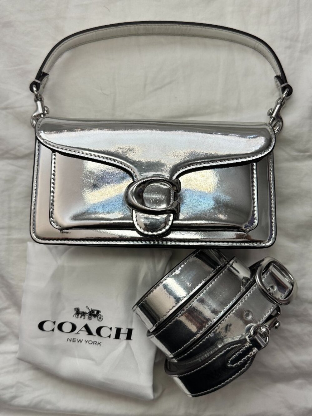 Coach Mirror Metallic Silver Tabby Shoulder Bag 20 – No Hangtag